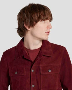 7 For All Mankind Suede Western Jacket In Burgundy -7 For All Mankind Shop 7MSEMH20 BDY 3
