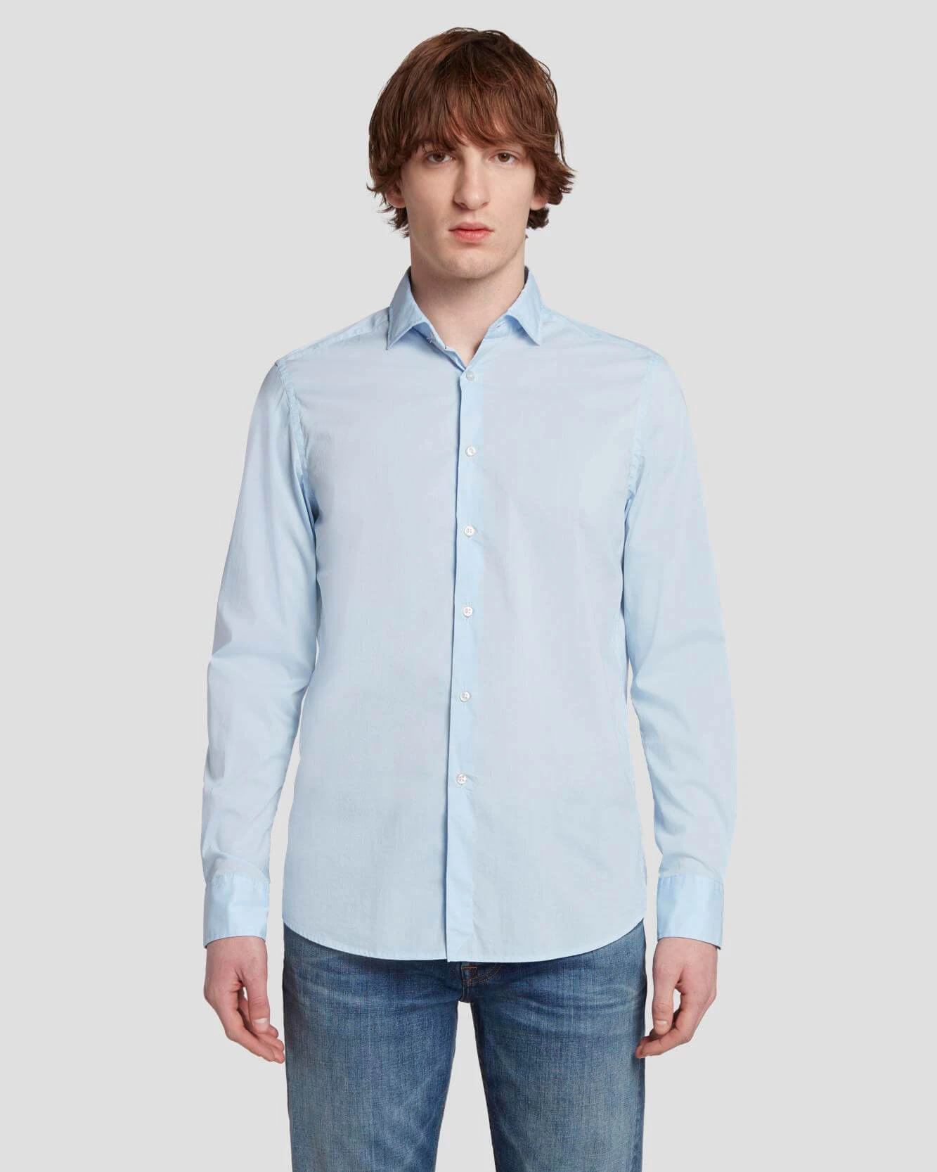 7 For All Mankind Long Sleeve Poplin Shirt In Light Blue 3 7 For All Mankind Long Sleeve Poplin Shirt In Light Blue