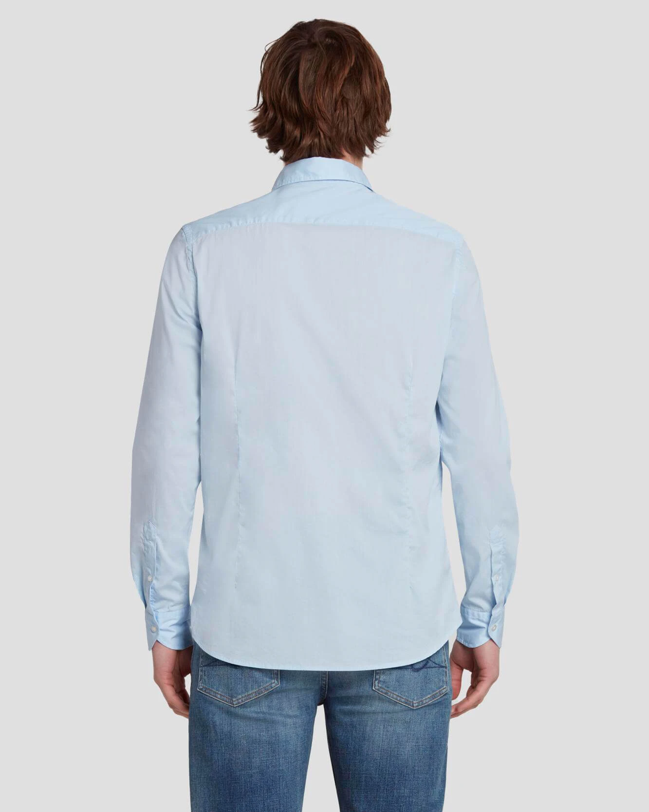 7 For All Mankind Long Sleeve Poplin Shirt In Light Blue 6 7 For All Mankind Long Sleeve Poplin Shirt In Light Blue - Image 4