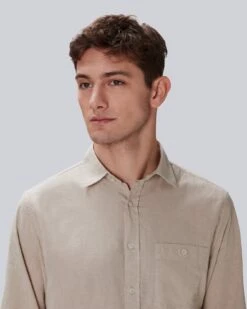 7 For All Mankind One Pocket Button Up Shirt In Sesame -7 For All Mankind Shop 7MSFMH31 SSM 3