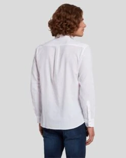 7 For All Mankind Linen Blend Button Up Shirt In White -7 For All Mankind Shop 7MSFMH31 WHT 4