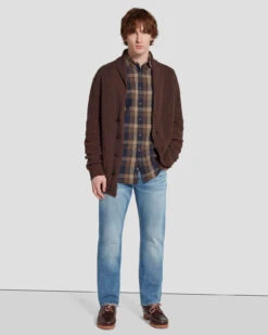 7 For All Mankind Linen Blend Button Up Shirt In Check 10 7 For All Mankind Linen Blend Button Up Shirt In Check -7 For All Mankind Shop 7MSFMH43 BRN 3