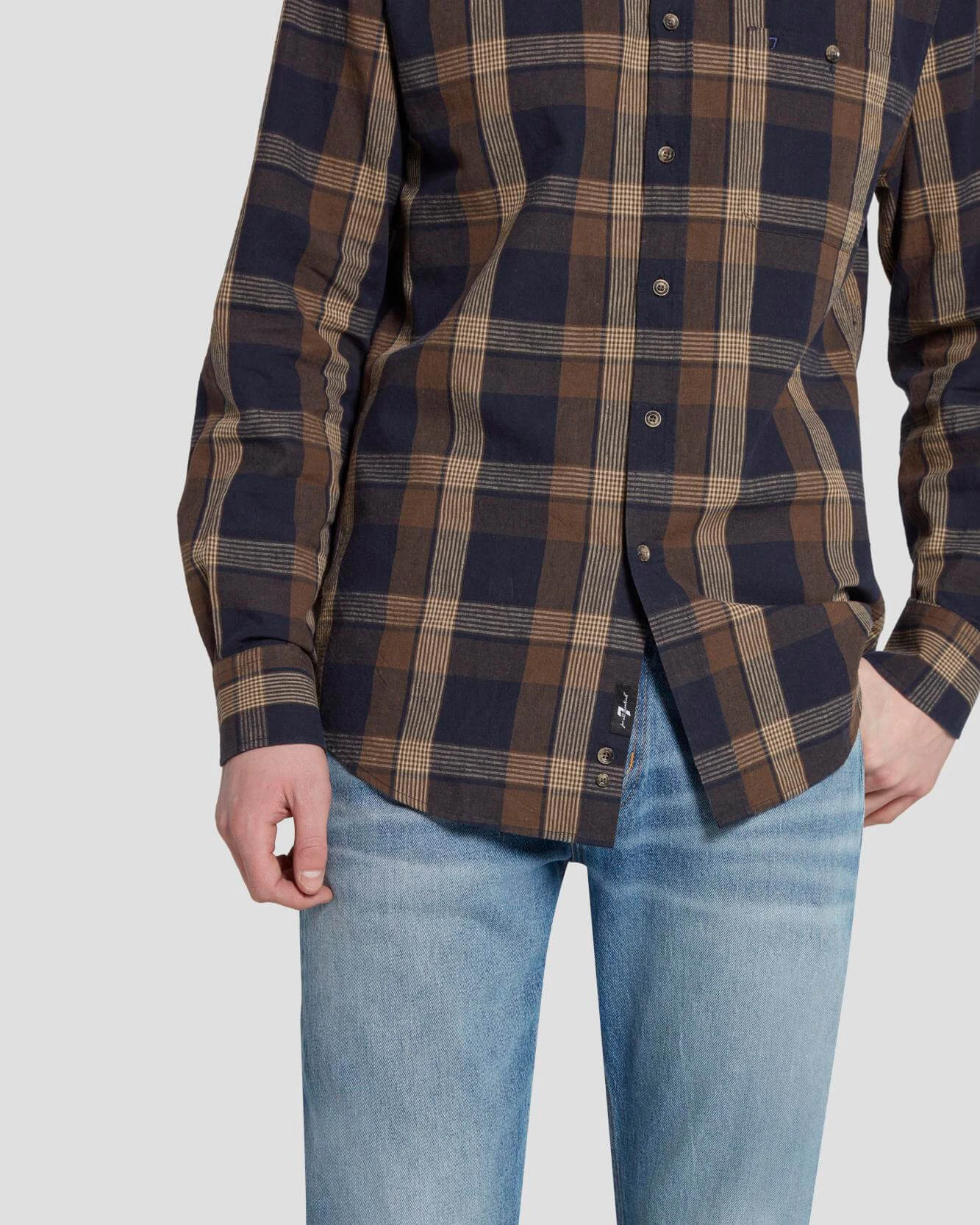 7 For All Mankind Linen Blend Button Up Shirt In Check 7 7 For All Mankind Linen Blend Button Up Shirt In Check - Image 5