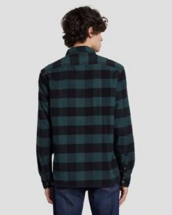 7 For All Mankind Flannel Overshirt In Hunter Green -7 For All Mankind Shop 7MSFMS36 HUG 4