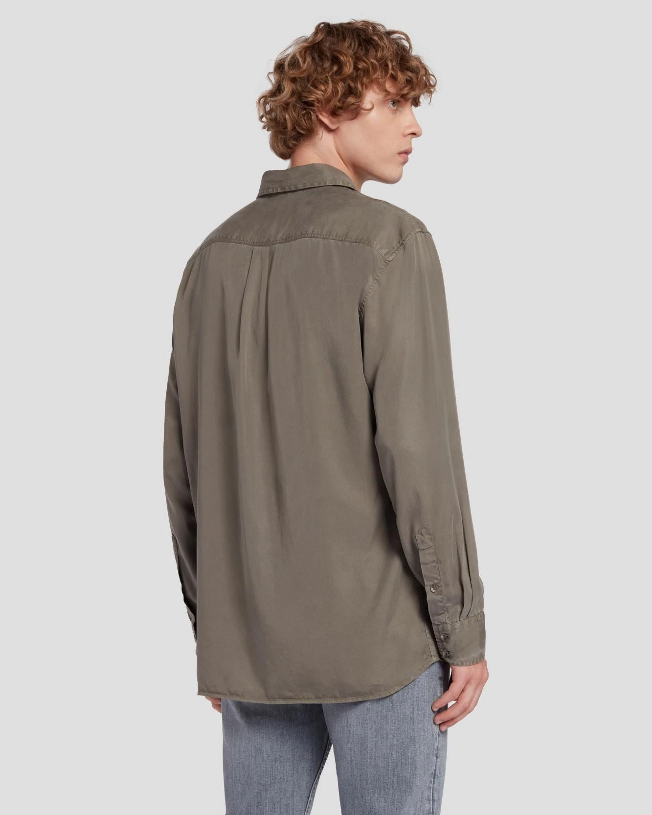 7 For All Mankind Tencel Shirt In Grey 6 7 For All Mankind Tencel Shirt In Grey - Image 4