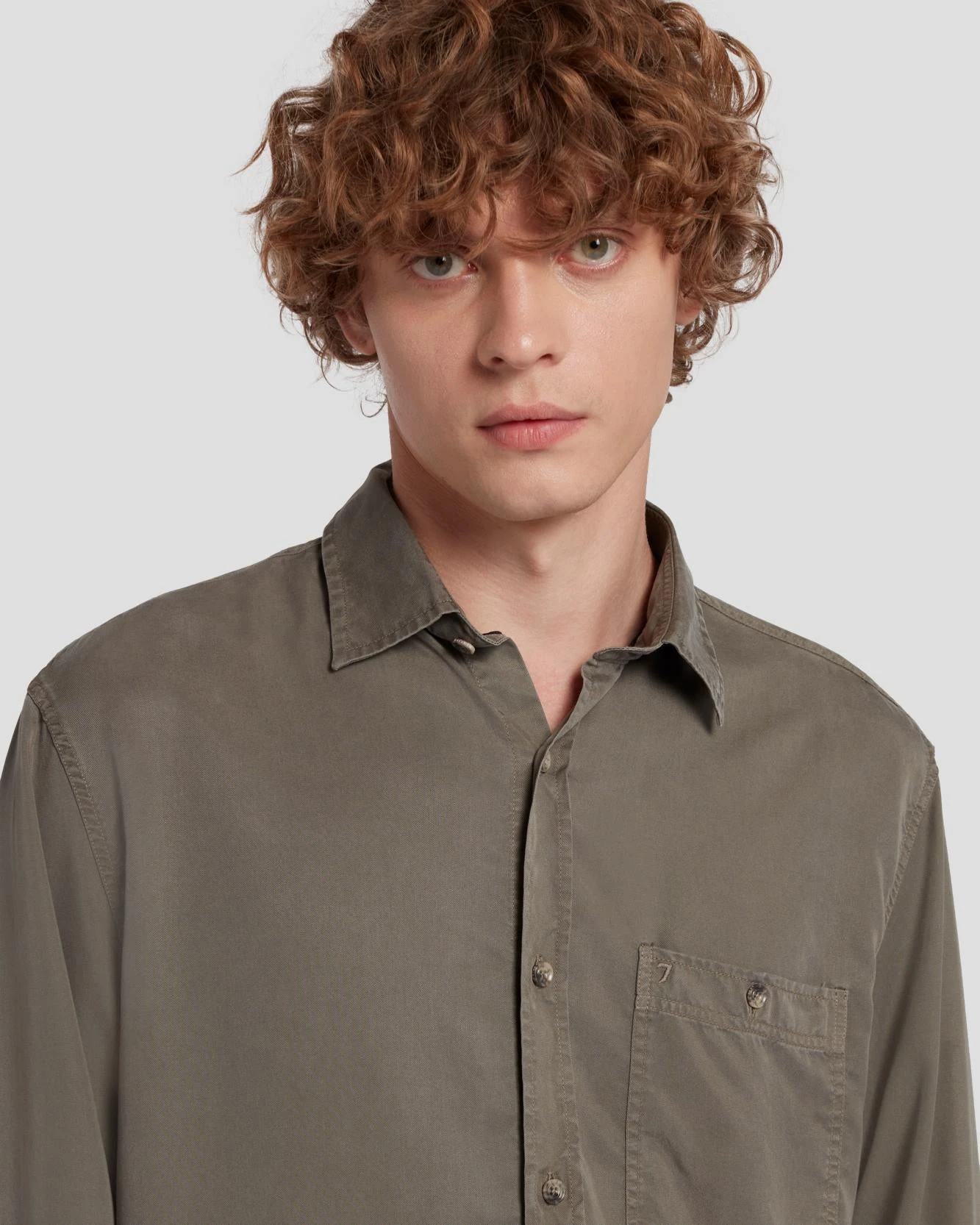 7 For All Mankind Tencel Shirt In Grey 7 7 For All Mankind Tencel Shirt In Grey - Image 5