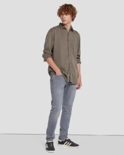 7 For All Mankind Tencel Shirt In Grey 13 7 For All Mankind Tencel Shirt In Grey -7 For All Mankind Shop 7MSFMW01 GRY 6