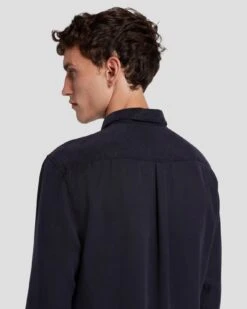 7 For All Mankind Tencel Shirt In Navy -7 For All Mankind Shop 7MSFMW01 NVY 6