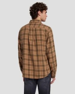 7 For All Mankind Checkered Overshirt In Sand -7 For All Mankind Shop 7MSFMW02 SND 4