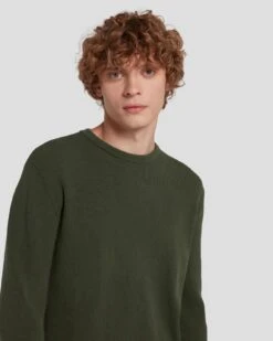 7 For All Mankind Luxe Performance Ribbed Sweater In Army -7 For All Mankind Shop 7MSHMH14 ARM 3