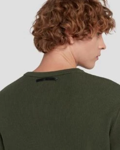 7 For All Mankind Luxe Performance Ribbed Sweater In Army -7 For All Mankind Shop 7MSHMH14 ARM 5