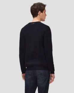 7 For All Mankind Luxe Performance Plus Sweater In Navy -7 For All Mankind Shop 7MSHMH14 NVY 4