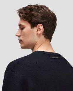 7 For All Mankind Luxe Performance Plus Sweater In Navy -7 For All Mankind Shop 7MSHMH14 NVY 5