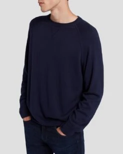 7 For All Mankind Wool Blend Crewneck In Navy -7 For All Mankind Shop 7MSHMK51 NVY 3