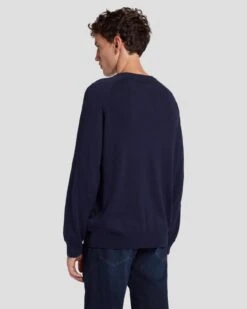 7 For All Mankind Wool Blend Crewneck In Navy -7 For All Mankind Shop 7MSHMK51 NVY 4
