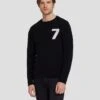 7 For All Mankind Cashmere Wool Instarsia Crewneck In Black