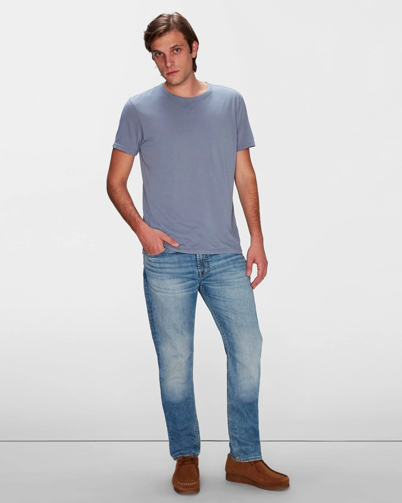 7 For All Mankind Featherweight Cotton Tee In French Blue 4 7 For All Mankind Featherweight Cotton Tee In French Blue - Image 2