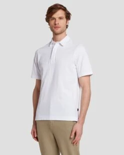 7 For All Mankind Pique Knit Polo In White