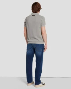7 For All Mankind Textured Sweater Polo In Cloudy Grey -7 For All Mankind Shop 7MSMMH26 GRY 4
