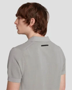 7 For All Mankind Textured Sweater Polo In Cloudy Grey -7 For All Mankind Shop 7MSMMH26 GRY 5