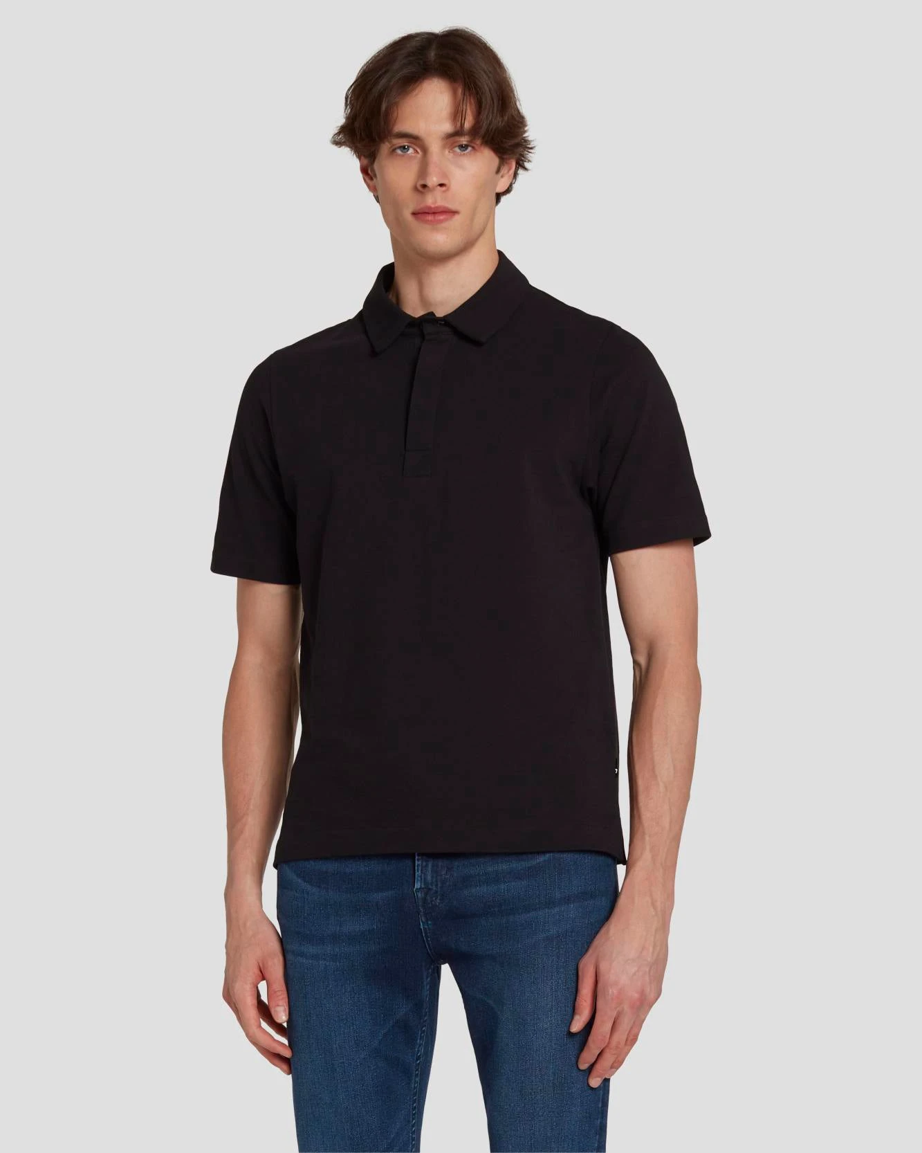 7 For All Mankind Pique Knit Polo In Black 3 7 For All Mankind Pique Knit Polo In Black
