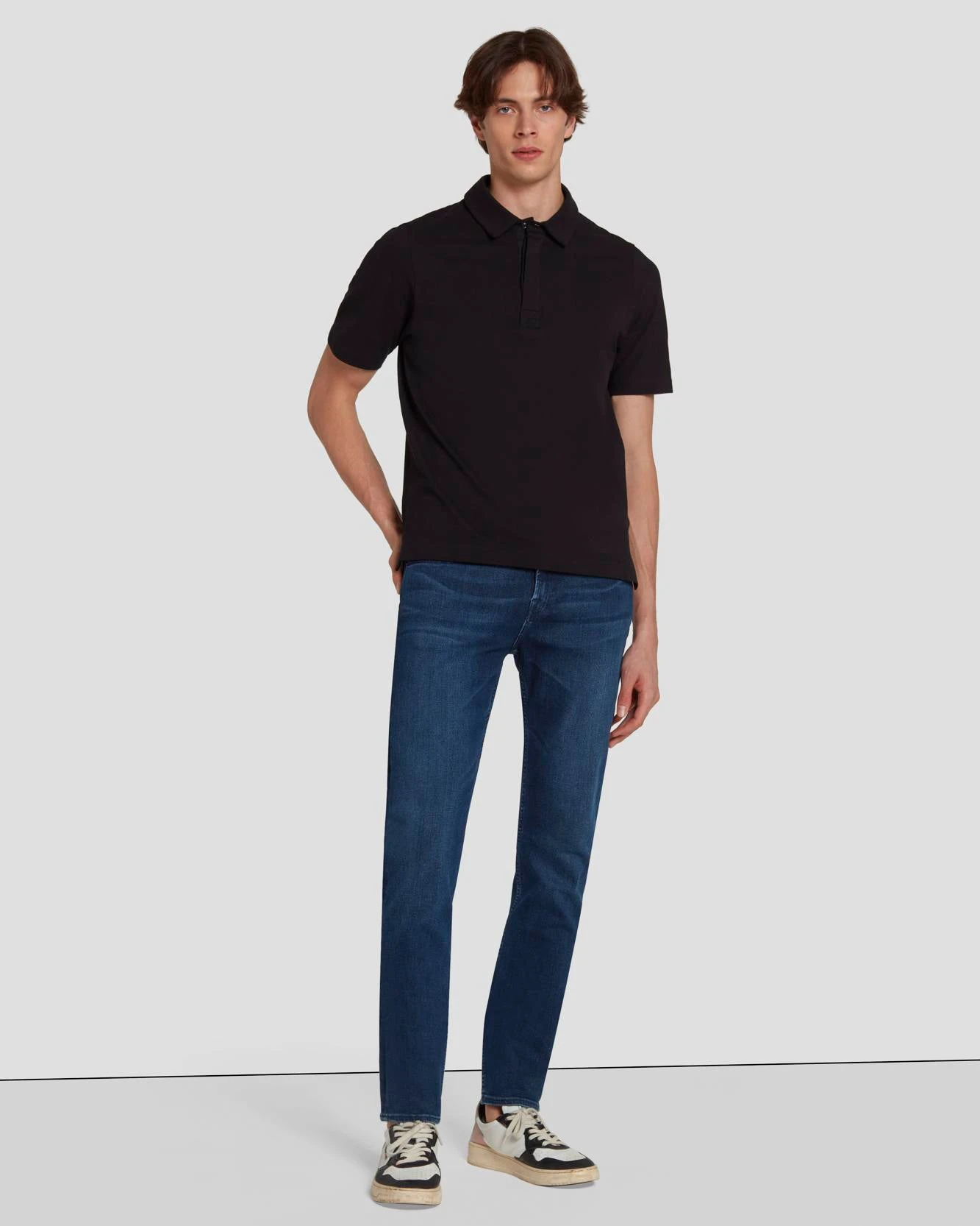 7 For All Mankind Pique Knit Polo In Black 8 7 For All Mankind Pique Knit Polo In Black - Image 6