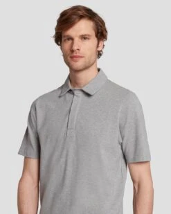 7 For All Mankind Pique Knit Polo In Heather Grey -7 For All Mankind Shop 7MSMMM35 HEA 5 46f59e20 4491 48df 8652 c63233b4b5d3