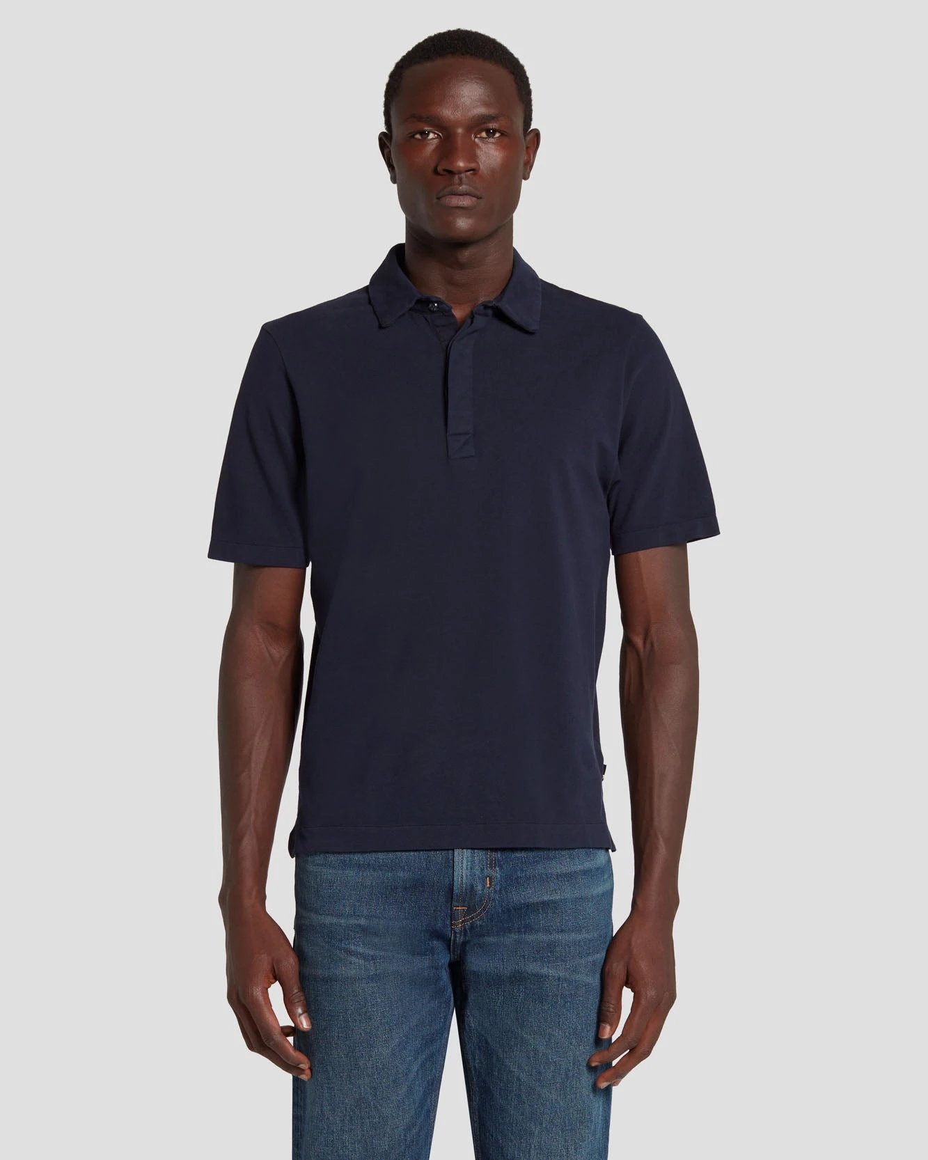 7 For All Mankind Pique Knit Polo In Navy 3 7 For All Mankind Pique Knit Polo In Navy