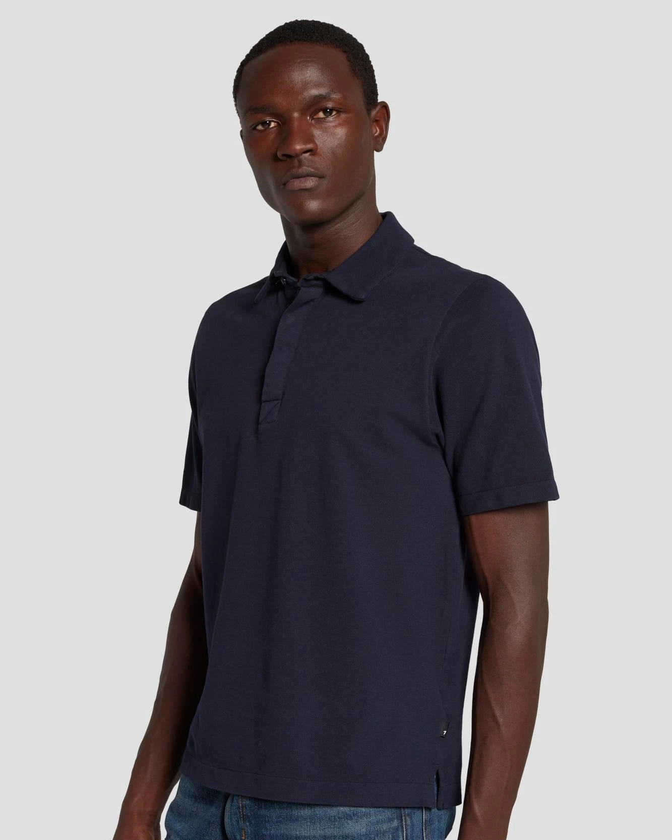 7 For All Mankind Pique Knit Polo In Navy 4 7 For All Mankind Pique Knit Polo In Navy - Image 2
