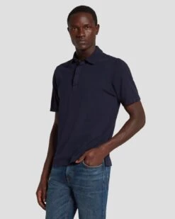 7 For All Mankind Pique Knit Polo In Navy 13 7 For All Mankind Pique Knit Polo In Navy -7 For All Mankind Shop 7MSMMM35 NVY 6