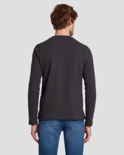 7 For All Mankind Long Sleeve Henley In Naval Blue -7 For All Mankind Shop 7MSPMH37 NVB 4