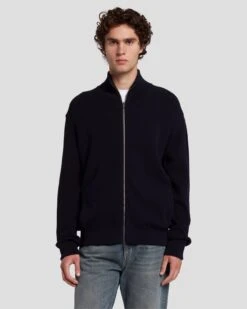 7 For All Mankind Luxe Performance Zip Sweater In Navy