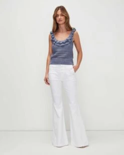 7 For All Mankind Crochet Front Tank In Denim Blue -7 For All Mankind Shop 7N005C72 DNB 02