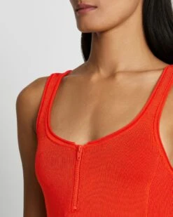 7 For All Mankind High Shine Quarter Zip Ribbed Tank In Koi -7 For All Mankind Shop 7N103F14 KOI 3