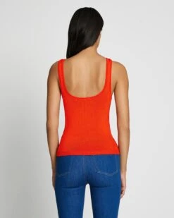 7 For All Mankind High Shine Quarter Zip Ribbed Tank In Koi -7 For All Mankind Shop 7N103F14 KOI 4