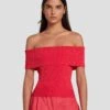 7 For All Mankind Off The Shoulder Ribbed Top In Geranium -7 For All Mankind Shop 7N116F23 GER 1