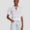 7 For All Mankind Short Sleeve Crochet Sweater In Bright White 2 7 For All Mankind Short Sleeve Crochet Sweater In Bright White -7 For All Mankind Shop 7N118C72 BRW 1