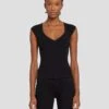7 For All Mankind Sweetheart Rib Top In Black