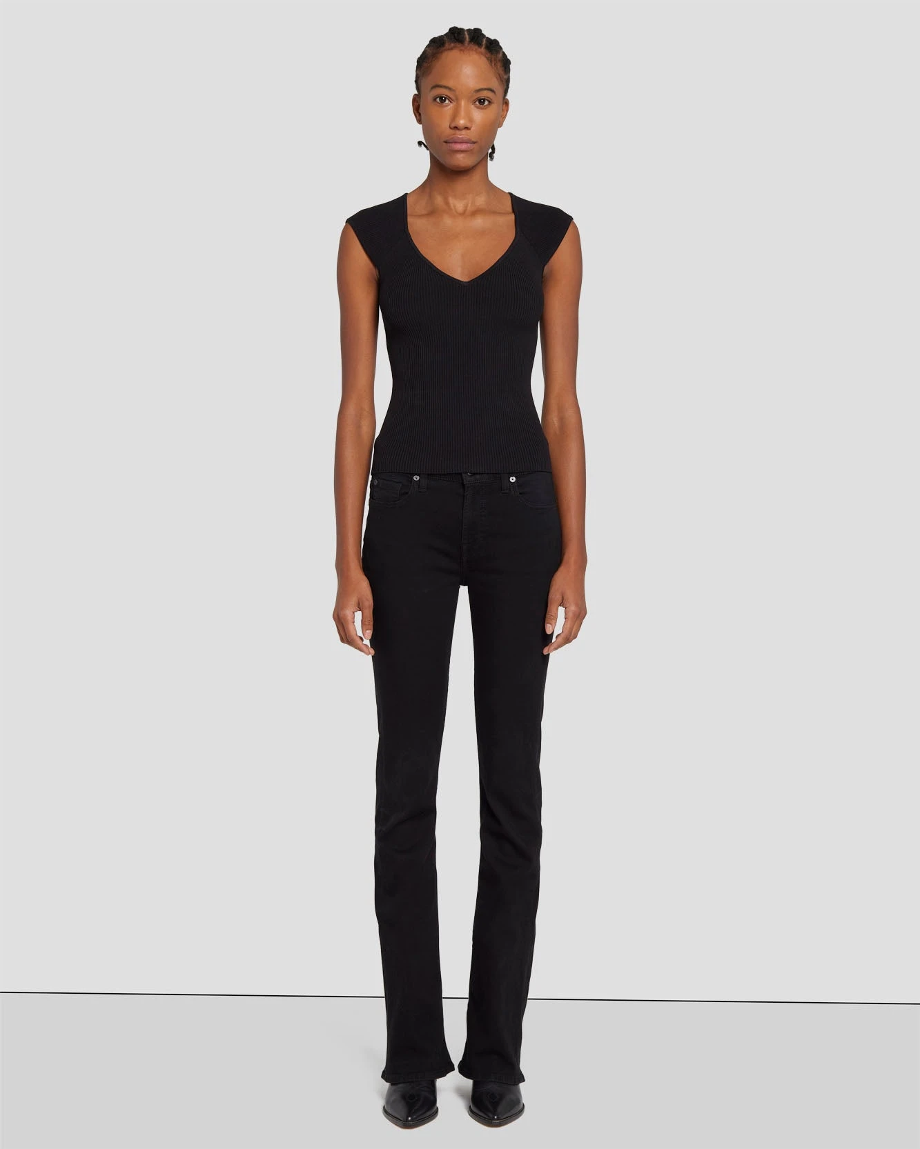 7 For All Mankind Sweetheart Rib Top In Black 4 7 For All Mankind Sweetheart Rib Top In Black - Image 2