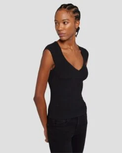 7 For All Mankind Sweetheart Rib Top In Black 10 7 For All Mankind Sweetheart Rib Top In Black -7 For All Mankind Shop 7N119D35 BLK 3