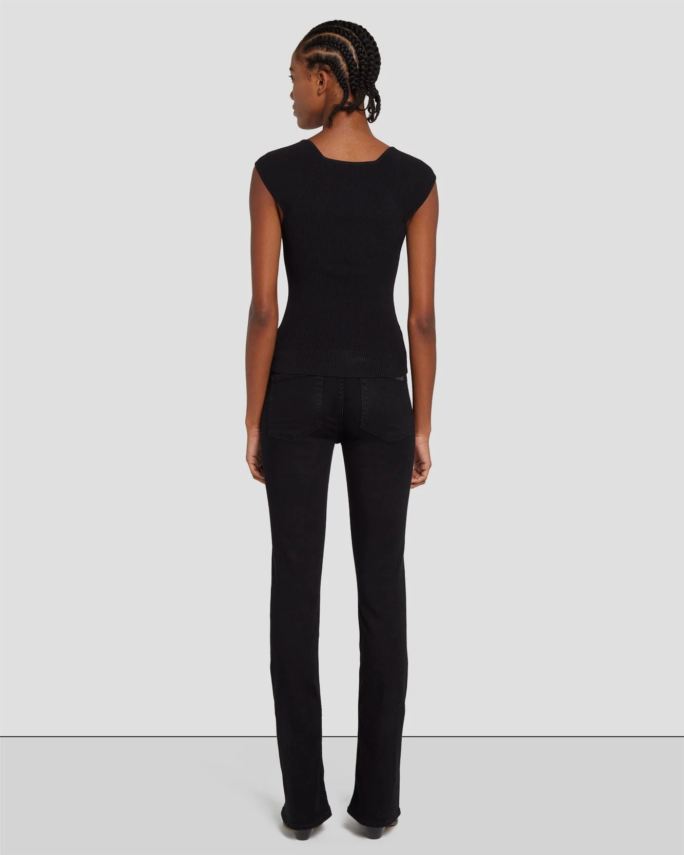 7 For All Mankind Sweetheart Rib Top In Black 7 7 For All Mankind Sweetheart Rib Top In Black - Image 5