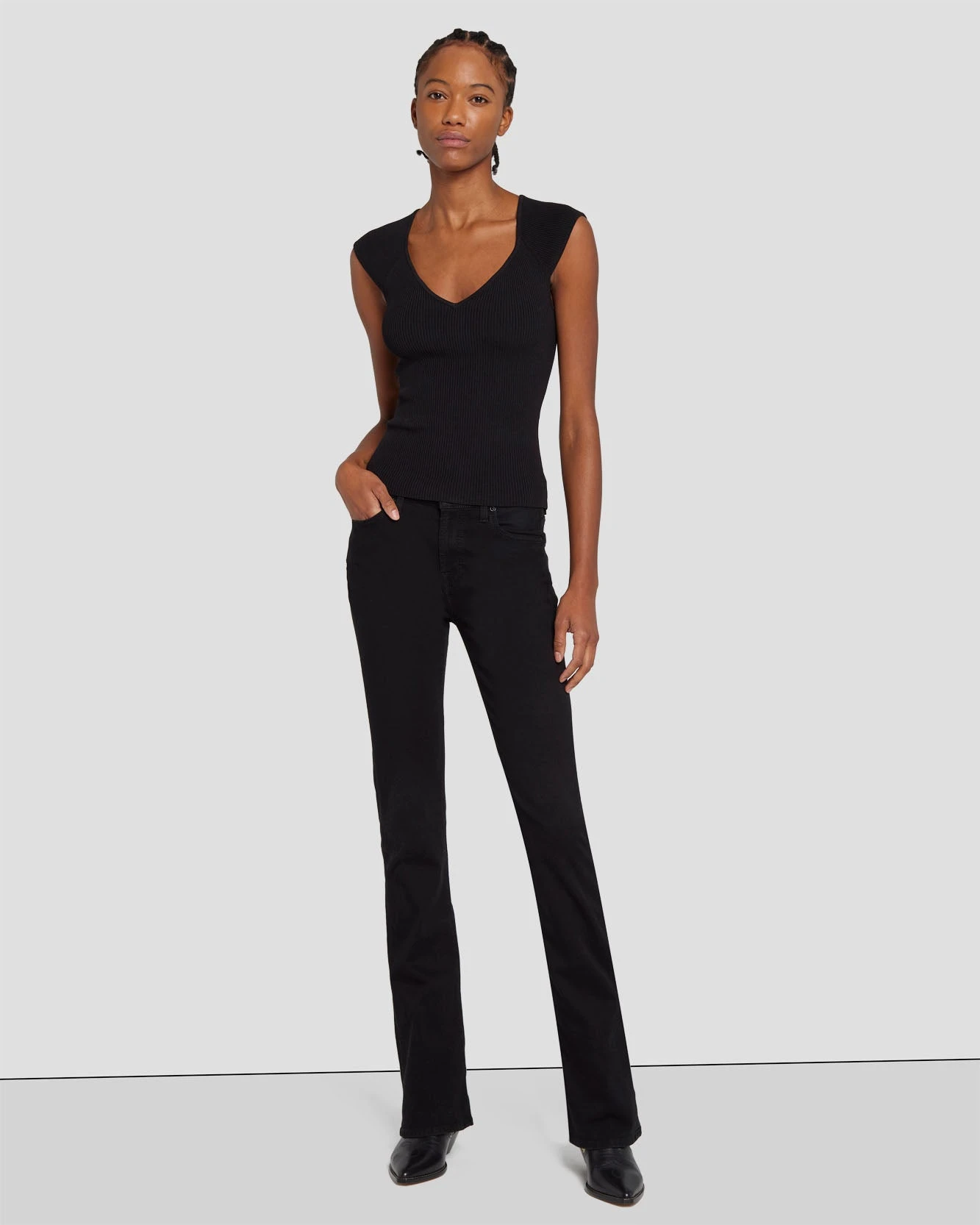 7 For All Mankind Sweetheart Rib Top In Black 8 7 For All Mankind Sweetheart Rib Top In Black - Image 6