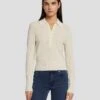 7 For All Mankind Quarter Zip Polo Sweater In Cream -7 For All Mankind Shop 7N120F35 CRM 1