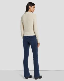 7 For All Mankind Quarter Zip Polo Sweater In Cream -7 For All Mankind Shop 7N120F35 CRM 4