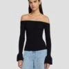 7 For All Mankind Off Shoulder Sweater In Black -7 For All Mankind Shop 7N121F35 BLK 1
