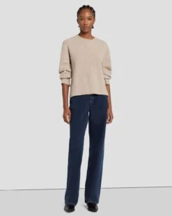 7 For All Mankind Cashmere Crewneck Sweater In Oatmeal -7 For All Mankind Shop 7N122F34 OAT 3