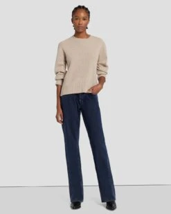 7 For All Mankind Cashmere Crewneck Sweater In Oatmeal -7 For All Mankind Shop 7N122F34 OAT 6