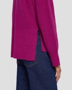 7 For All Mankind Cashmere Crewneck Sweater In Raspberry -7 For All Mankind Shop 7N122F34 RBR 3