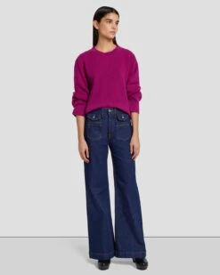 7 For All Mankind Cashmere Crewneck Sweater In Raspberry -7 For All Mankind Shop 7N122F34 RBR 5