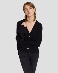 7 For All Mankind Cashmere Cardigan In Black -7 For All Mankind Shop 7N123F34 BLK 6